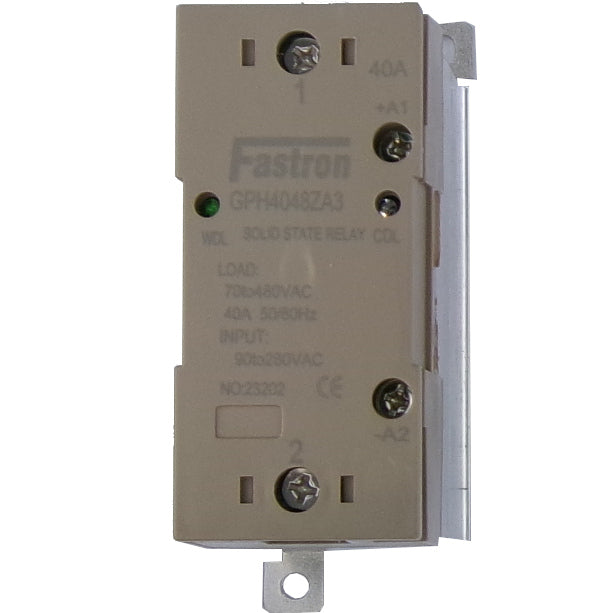 GPH4048ZA3, Solid State Contactor SSR, Single Phase 90-280VAC Control, 40A, 70-480VAC Load, Din Rail Mount GPH4048ZA3, Solid State Contactor SSR, Single Phase 90-280VAC Control, 40A, 70-480VAC Load, Din Rail Mount